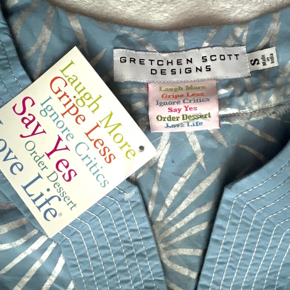 NWT Gretchen Scott Designs Blue Sleeveless Dress Silver Starbursts Size S - Picture 2 of 7